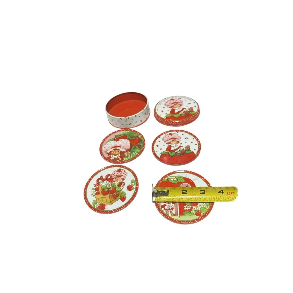 Vintage Strawberry Shortcake 2002 Coaster Set Includes Four In Round Tin Holder